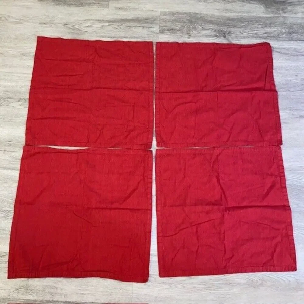 Crate & Barrel Set of 4 Lamont Napkins Pimiento 19 x 20 inch